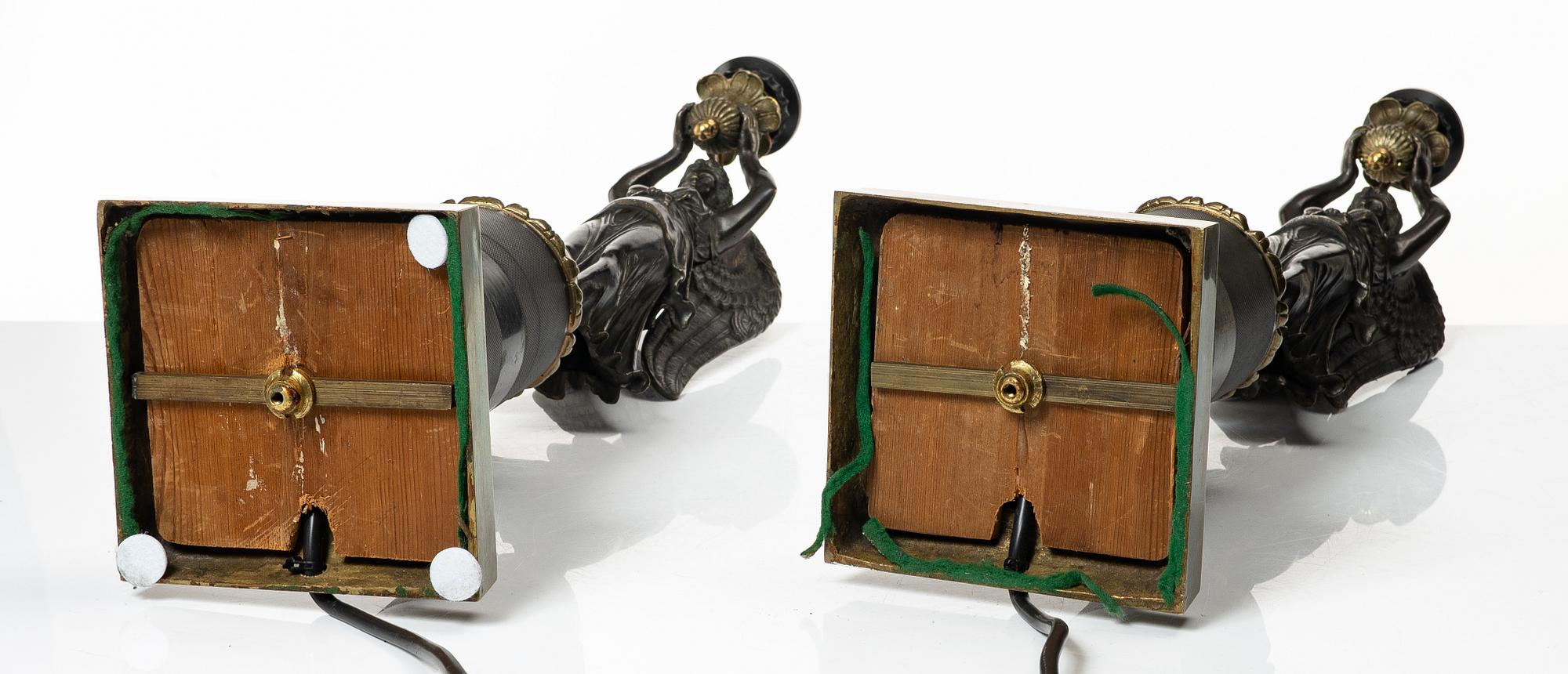 A pair of Empire style table lamps, circa 1800.