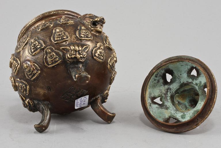RÖKELSEKAR, brons, Kina, 1900-tal.