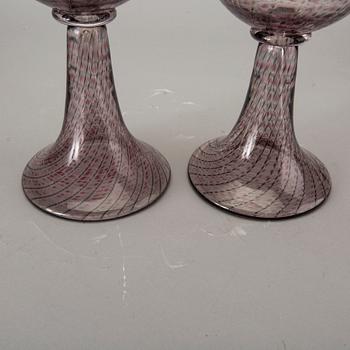 KERTTU NURMINEN, pokalglas, 2 st, Nuutajärvi Notsjö, signerade.