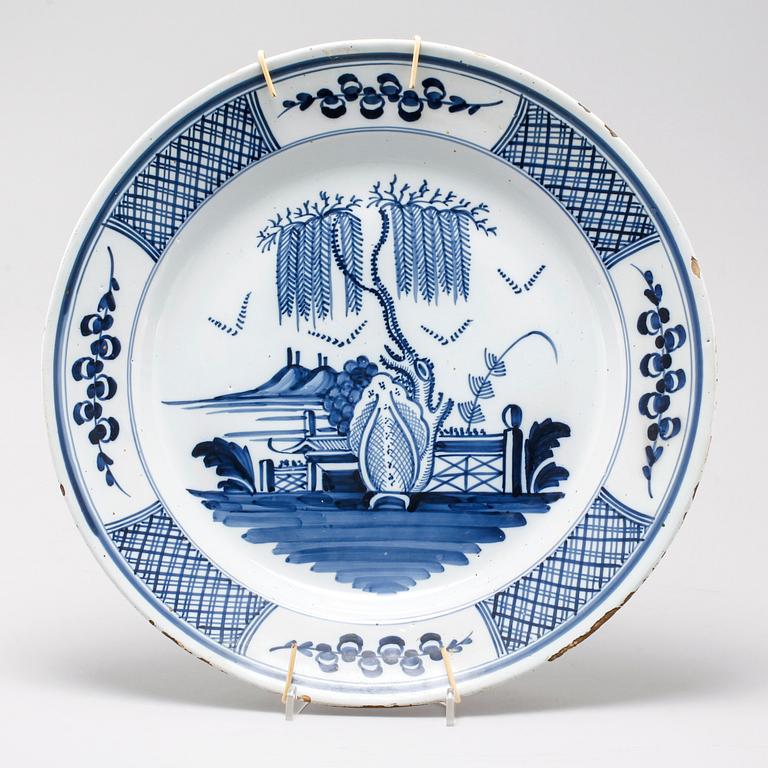 A 18th century faience dish possibly from Delft.