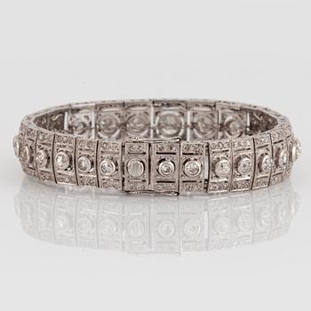 A platinum bracelet set with old- and eight-cut diamonds.