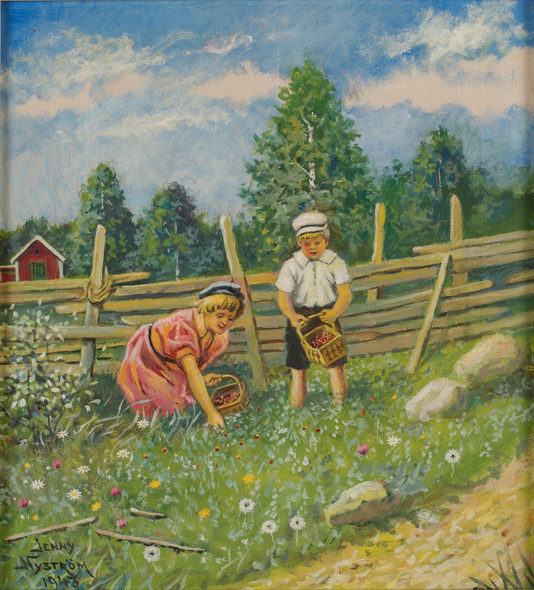 Jenny Nyström, "Bärplockande barn".