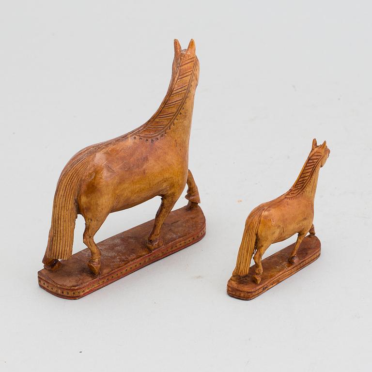 JEMT OLOV PERSON, two wooden horses. Signed.