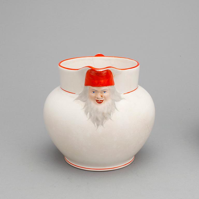 GRÖTSKÅL samt KANNA, porslin, Göteborg, 1900-talets första del.