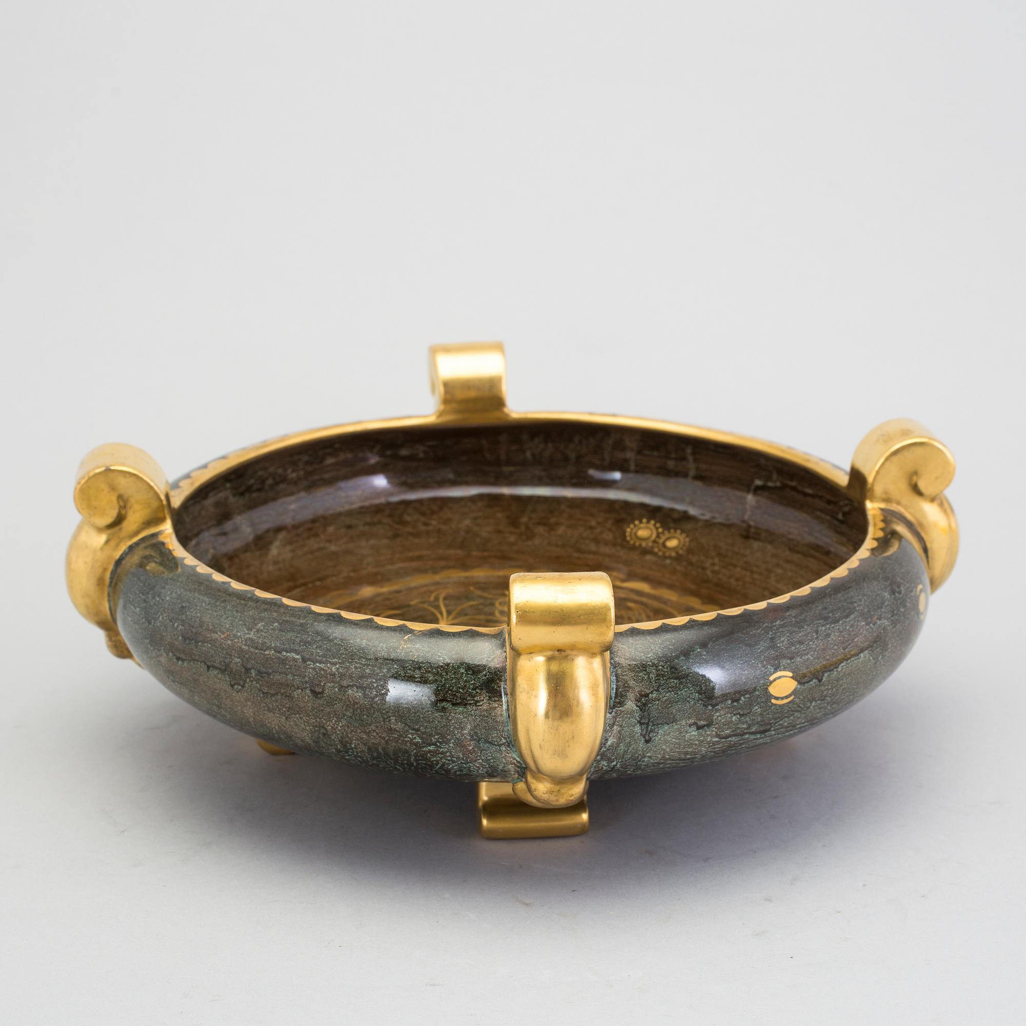 A tray and a bowl by Josef Ekberg for Gustavsberg, 1931 and probably 1937.