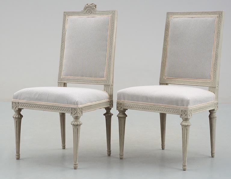 Twelve matched Gustavian late 18th century chairs by J. Lindgren.