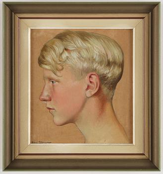 Owe Zerge, Portrait of a boy in profile.