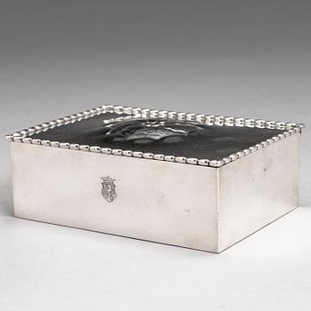 GEORG JENSEN, A silver cigar box, model 195B, Copenhagen 1919.