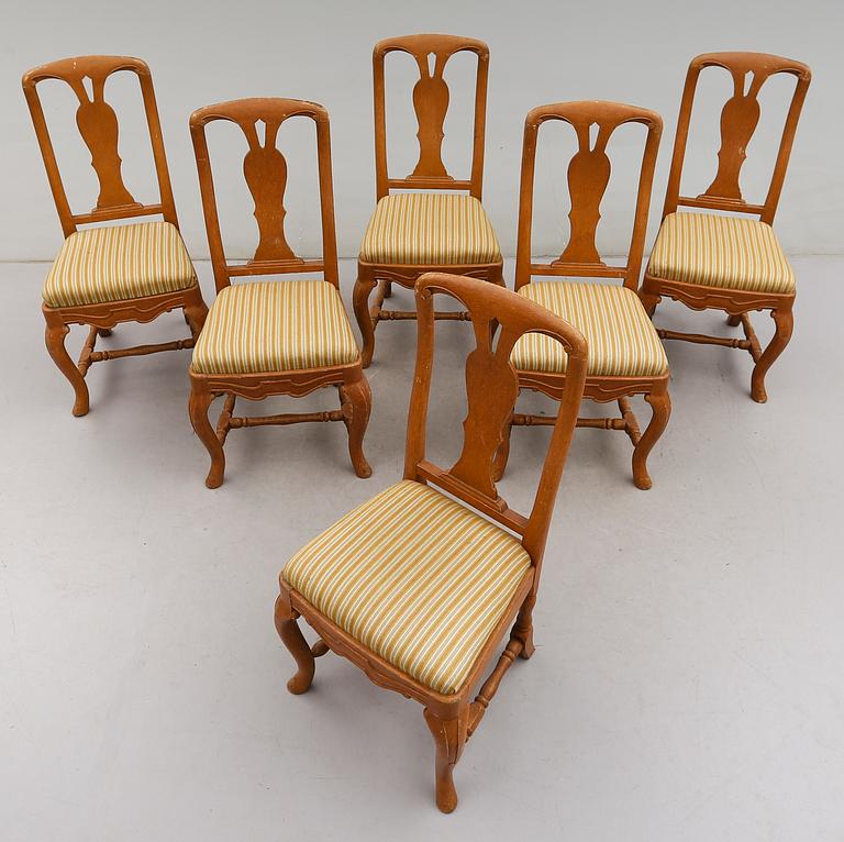 STOLAR, 6 st, senbarockstil, 1800-talets andra hälft.