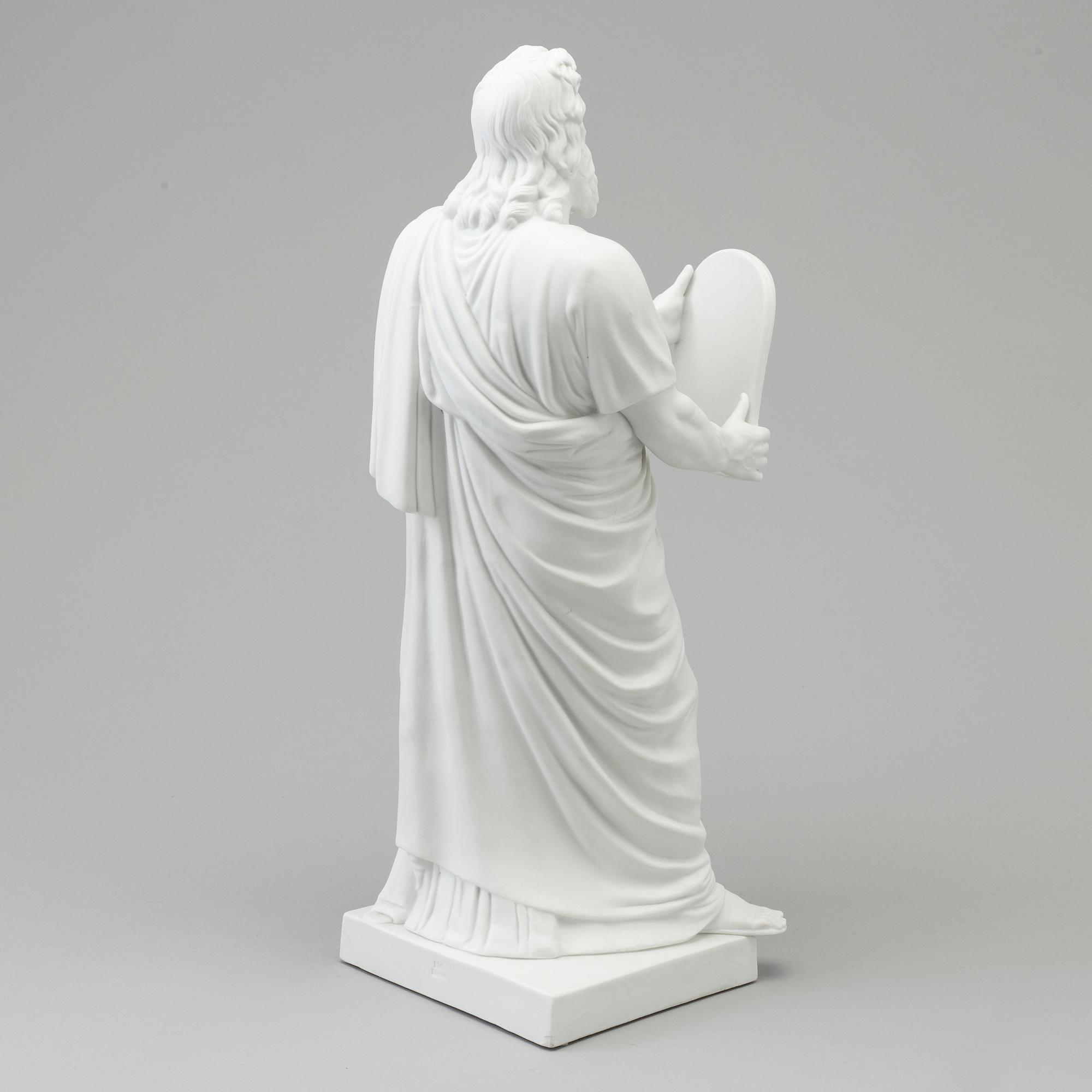 BERTEL THORVALDSEN, efter. SKULPTUR, biskvi. "Moses och stentavlorna". Bing & Gröndahl, Danmark, 1800-tal.