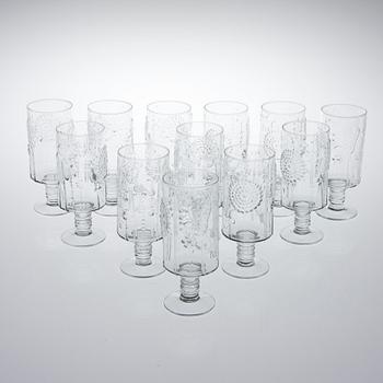 CHAMPAGNEGLAS 12 ST, "Flora", Oiva Toikka, formgiven 1966, Notsjö.