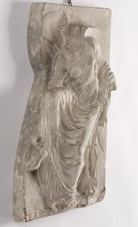 A presumably French 19th century plaster cast of the Nike of the Sandal.