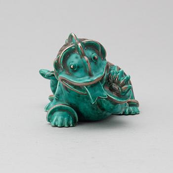 A Wilhelm Kåge 'Argenta' stoneware sculpture of a dragon puppy, Gustavsberg ca 1940.