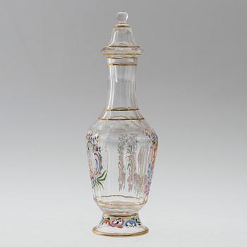 A painted glass flacon, mark of J & L Lobmeyr, Vienna, Austria, late 19th century.