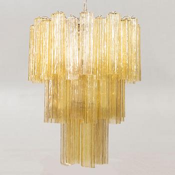 A Toni Zuccheri glass and chrome chandelier for Murano around 2000.