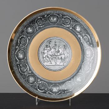 Piero Fornasetti, a set of six "Cammei" porcelain plates, Milano, Italy.
