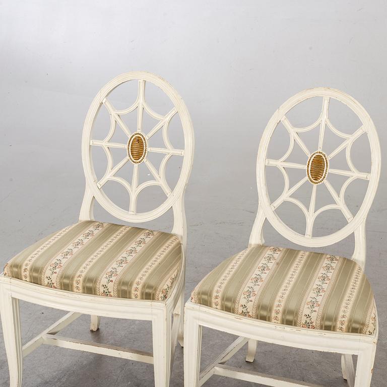 Four first half of the 20th century gustavian style chairs.