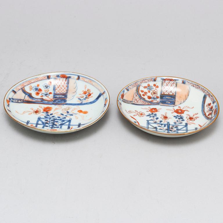 A set of three cups with two stands, Qing dynasty, 18th Century.