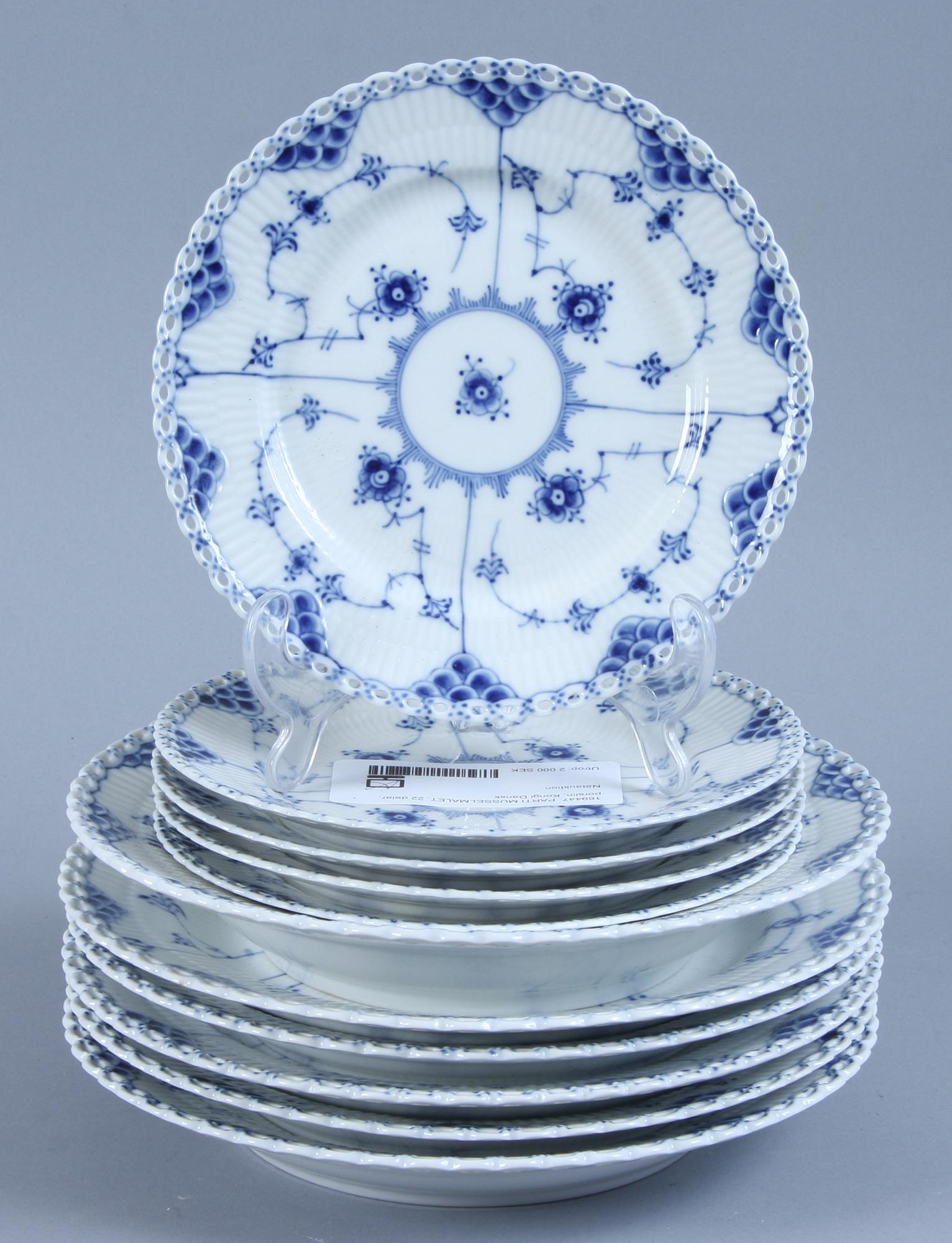 PARTI MUSSELMALET, 22 delar, porslin, Kongl Dansk.