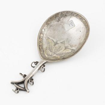 Skrammelsked, silver, Skandinavien, 1700-tal, ostämplad.