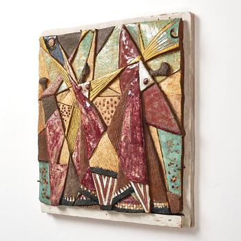 Tyra Lundgren, a stoneware wall sculpture, "Abstrakt", own studio, Bredkvie, Gotland.