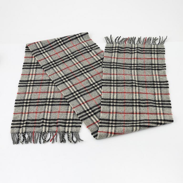 Burberry, two lambswool scarves.