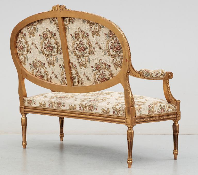 SALONGSGRUPP, 6 delar, Louis XVI-stil, 1900-talets början.