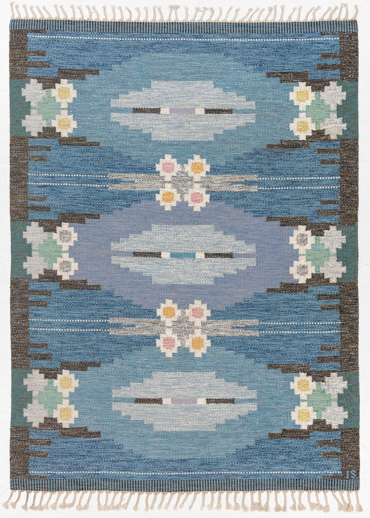 Ingegerd Silow, matta, rölakan, "Örbyhus", signerad IS, komponerad 1970, ca. 225 x 165 cm.