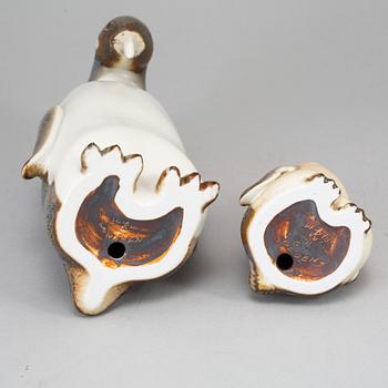 GUNNAR NYLUND, two penguine stoneware figurines from Rörstrand.