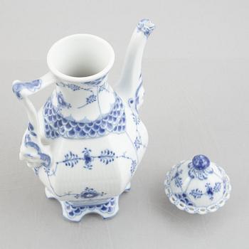 Royal Copenhagen, a 25-piece mocha porcelain service, half lace "Blue Fluted", Denmark.