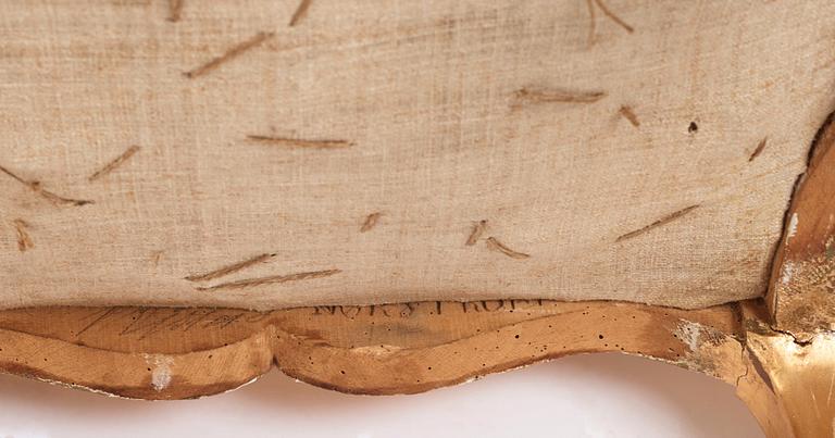 Karmstol, 1700-talets andra hälft, Rokoko, (senare kopia medföljer).