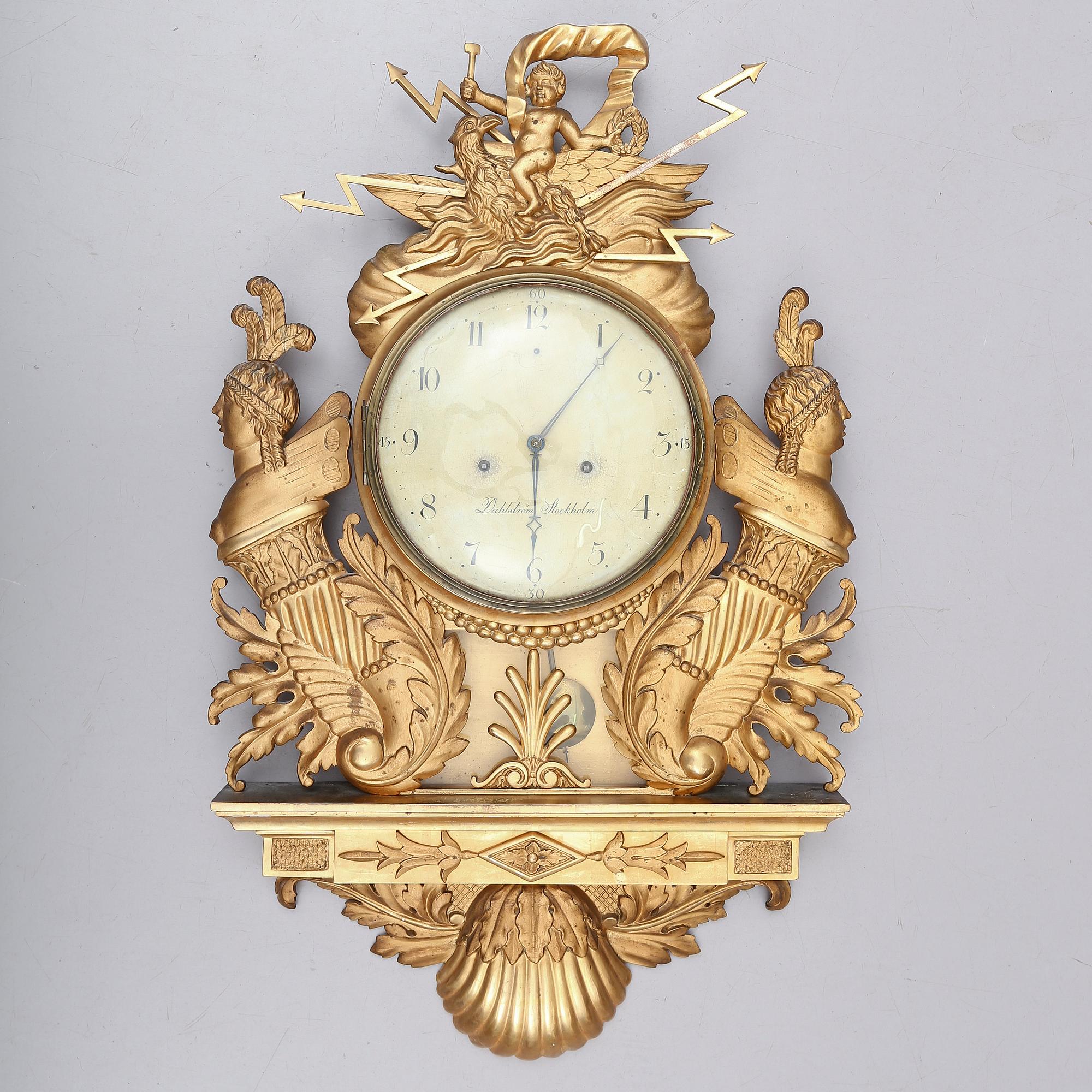 VÄGGPENDYL, sengustaviansk, Israel Dahlström, Stockholm (1762-1829).