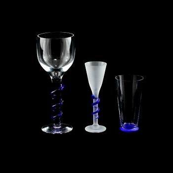 GLASSERVISDELAR, 20 st, Bergdala Glasbruk, 1900-talets andra hälft.