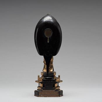 A Japanese gilt and lacquered wooden figure of Buddha and a travel shrine, Edo Period, 19th century.