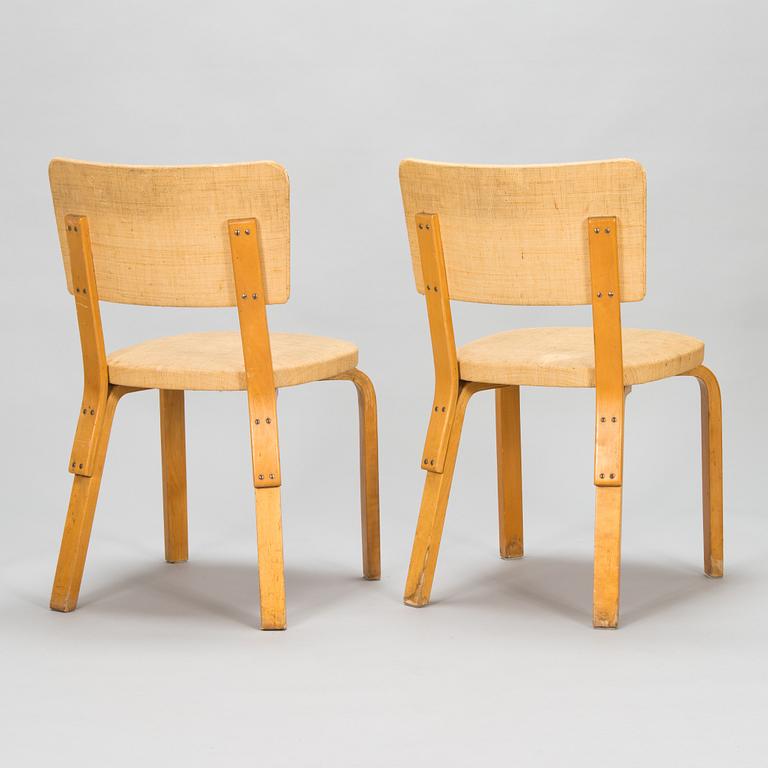 Alvar Aalto, tuoleja, 4 kpl, malli 63 O.Y. Huonekalu- ja Rakennustyötehdas A.B. 1900-luvun puoliväli.