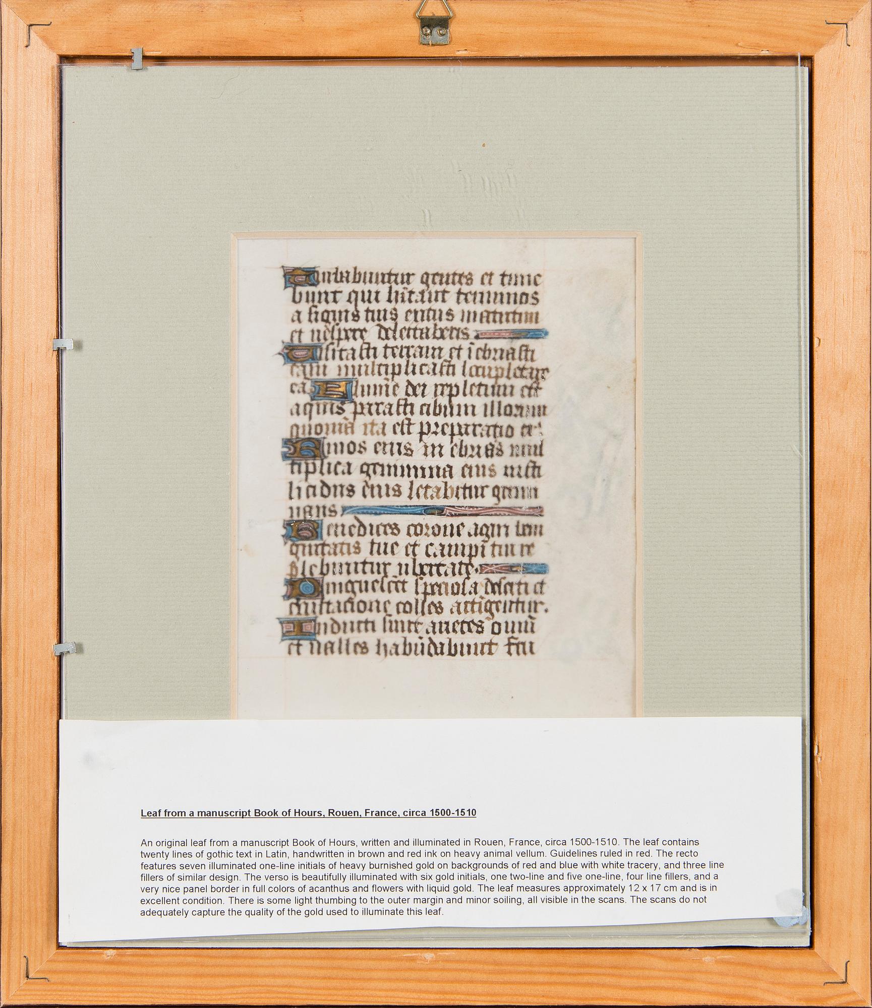 ILLUMINATED MANUSCRIPT, France/Rouen 1500-1510, from the Book of Hours.