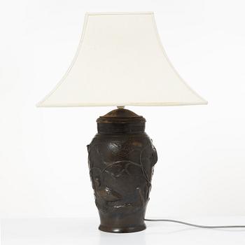 A Japanese bronze table lamp, 20th century.