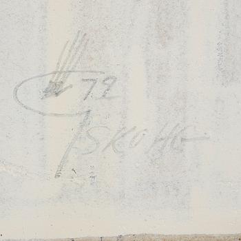 VÄGGPLATTOR, 2 stycken, stengods, Börje Skohg, Gustavsberg. Daterade 71 samt 72.