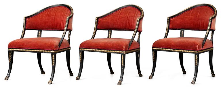 Three late Gustavian armchairs by F. Ahlström.