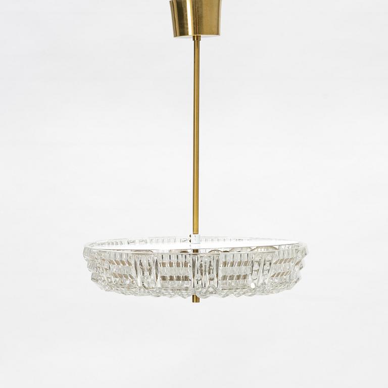 Carl Fagerlund, a glass and brass ceiling light, Orrefors.