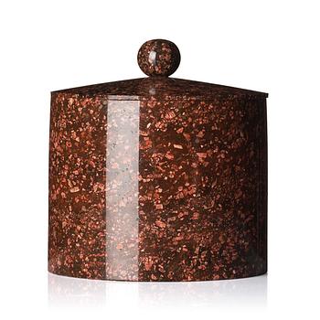 172. A Swedish Empire red 'Orrlok' porphyry tobacco jar, Älvdalen, first part 19th century.