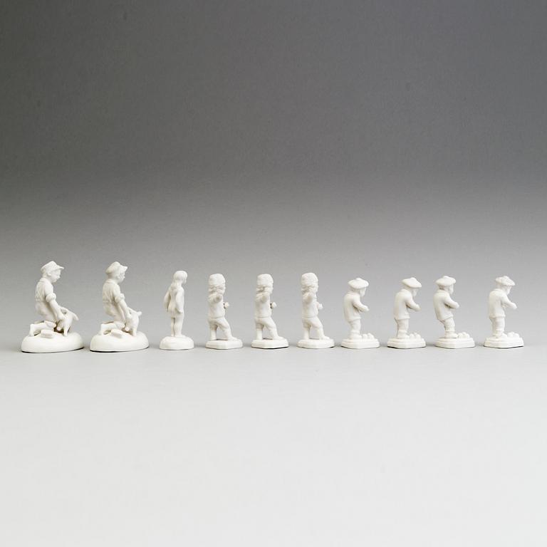 TEN MINIATURE PARIAN FIGURES, Gustafsberg, ca 1900.