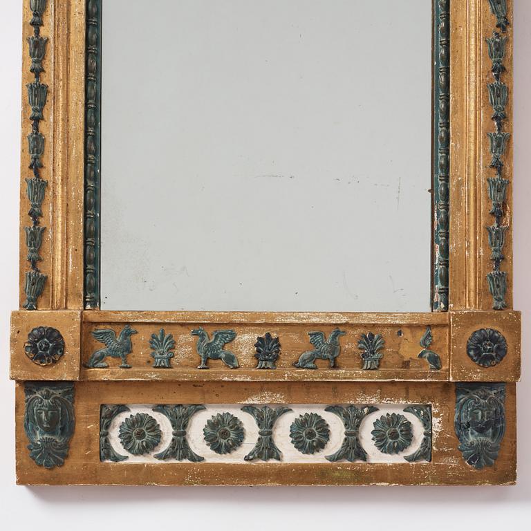 A late Gustavian giltwood and gesso mirror by G. Lindberg (master in Stockholm 1791-1804).