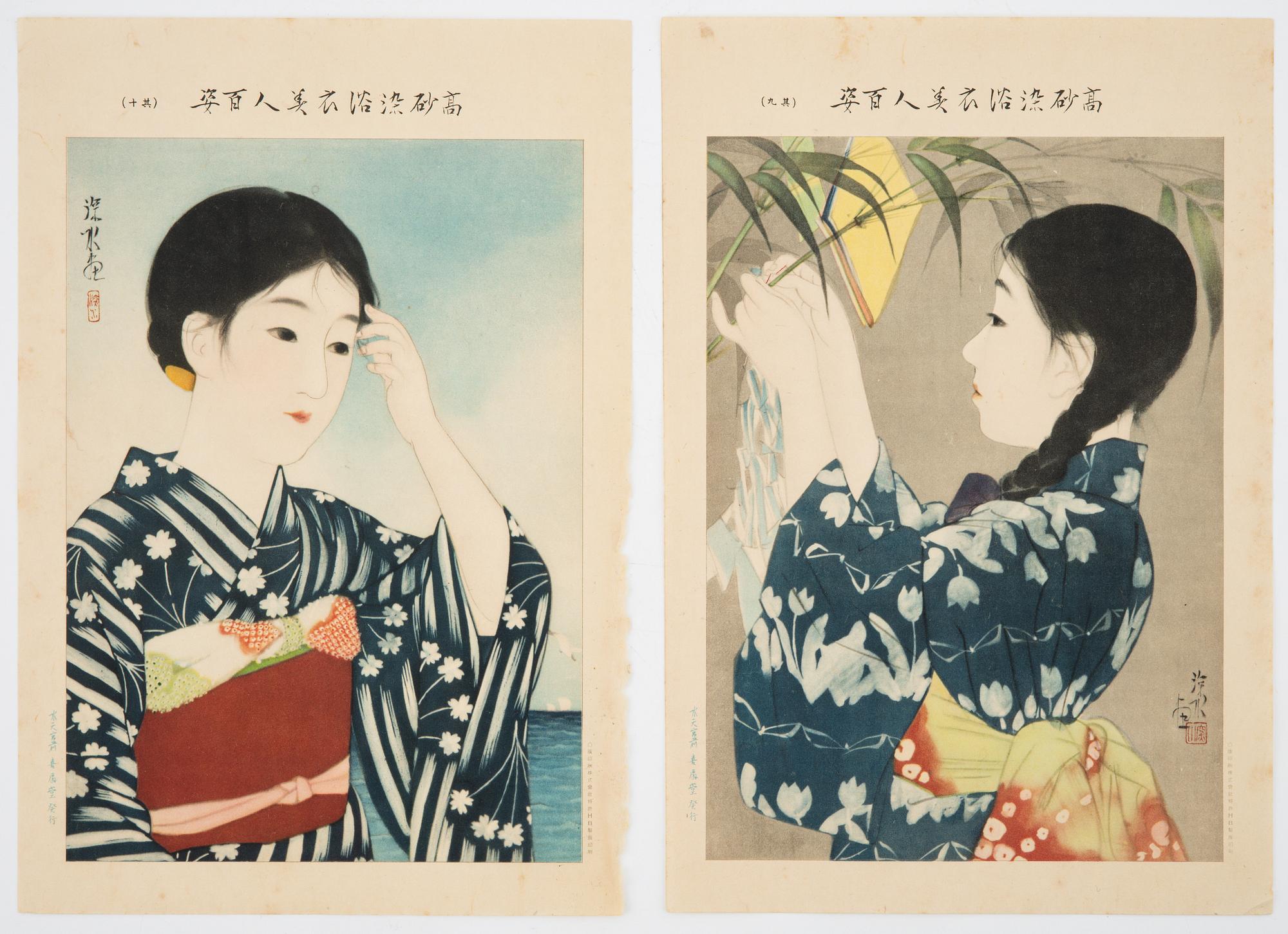 Ito Shinsui, färglitografier, 10st, Japan, 1931.