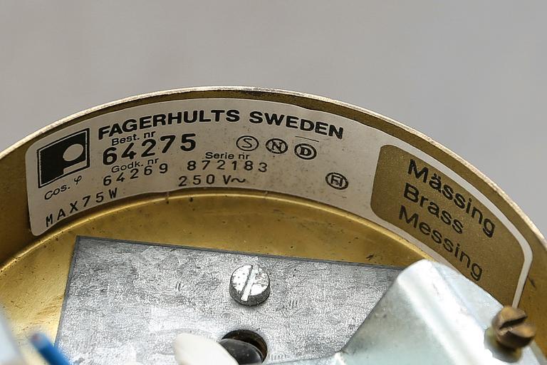 VÄGGLAMPOR, 1 par, Fagerhults, 1900-talets andra hälft.