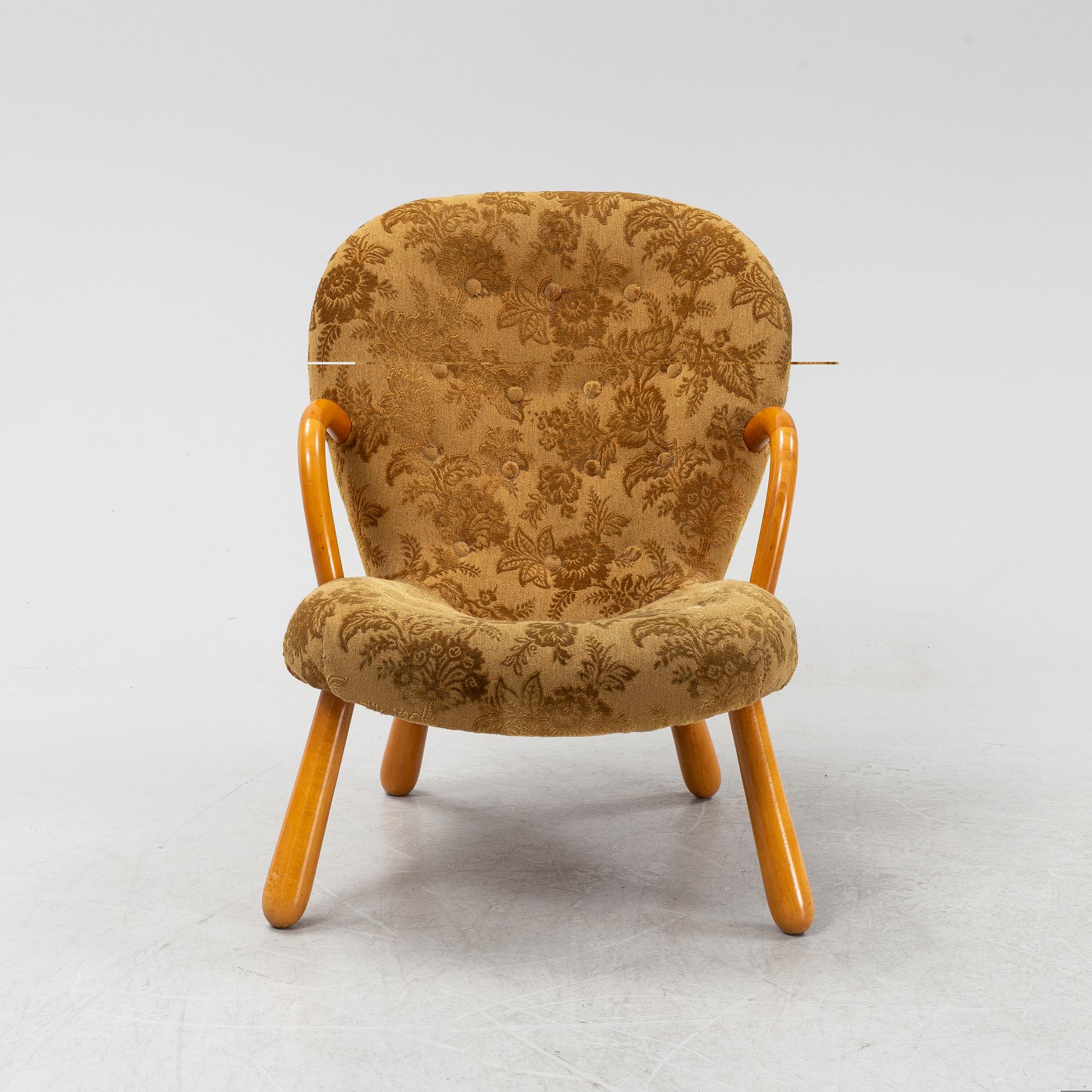 Arnold Madsen, tillskriven, fåtölj ”Muslinge” / "Clam chair",  1940-50-tal.