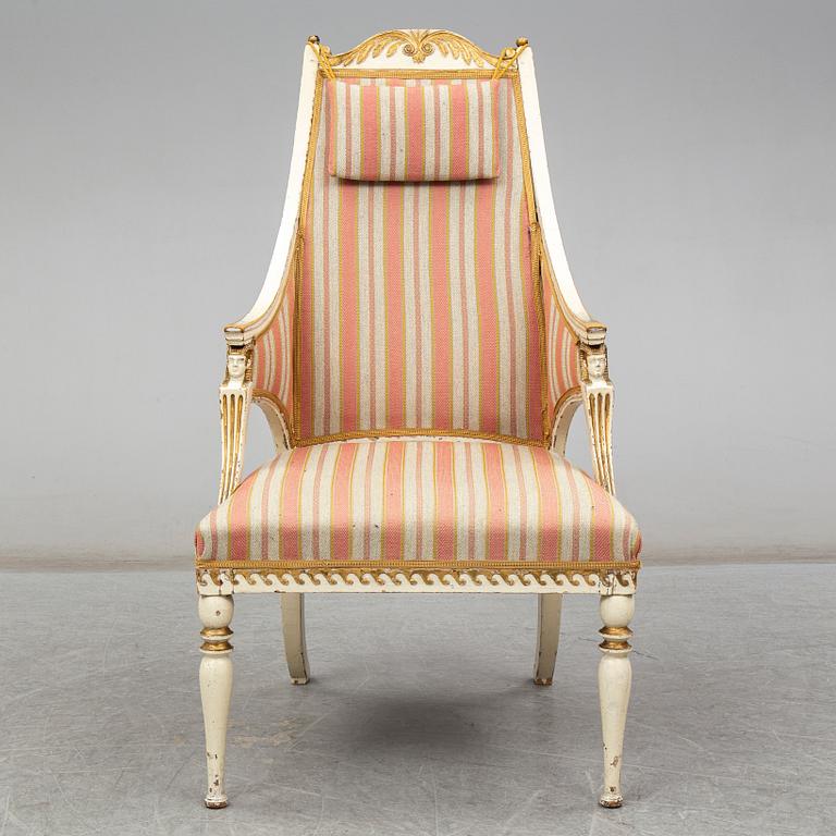 A late Gustavian armchair, attributed to Ephraim Ståhl, circa 1800.