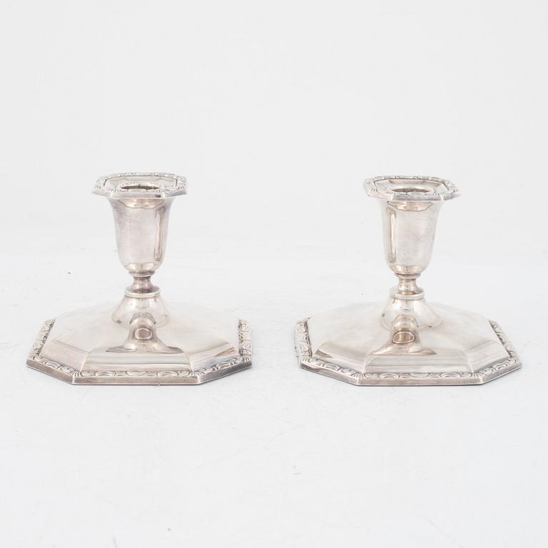 A pair of Norwegian silver candlesticks, mark Thorvald Marthinsen Sølvvarefabrik, first half of the 20th Century.