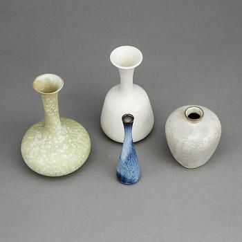 VASER 4 st, varav 3 st Gunnar Nylund, Rörstrand, stengods. 1950-60-tal.