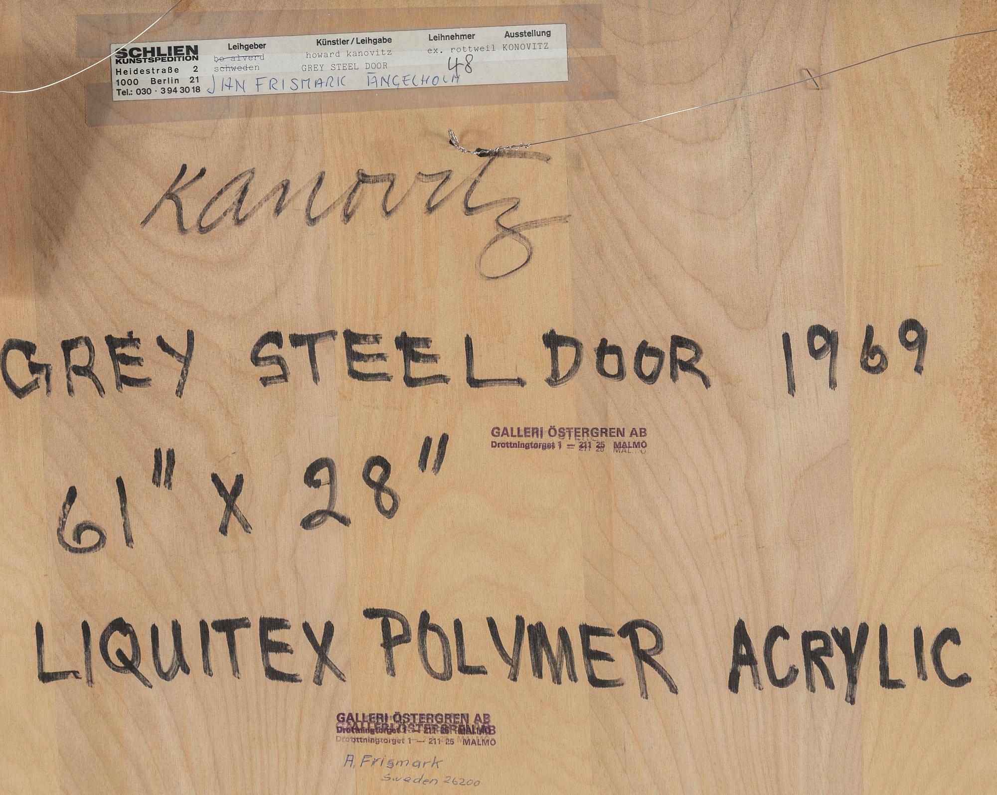 HOWARD KANOVITZ, acrylic on canvas laid on panel, signed and dated 1969 on verso,